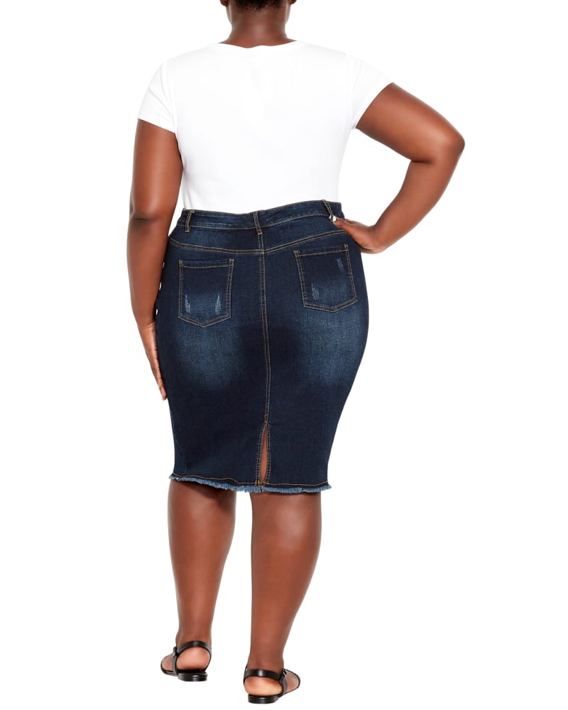 Plus size denim pull on skirt online
